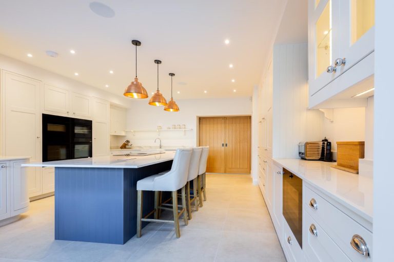 Blue Modern Shaker Kitchen with Breakfast Island