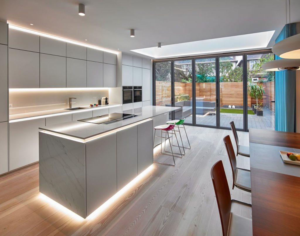 Crystal White Matt Glass Next125 kitchens Jurassic Kitchens & Living